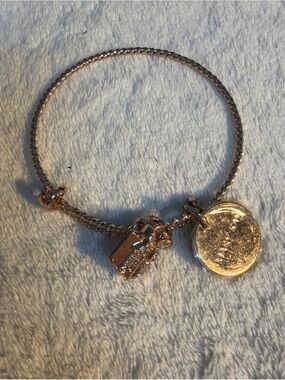 Rose Gold-Tone Charm Bangle Bracelet with Sparkling Gift & Disc Charms Mary Kay